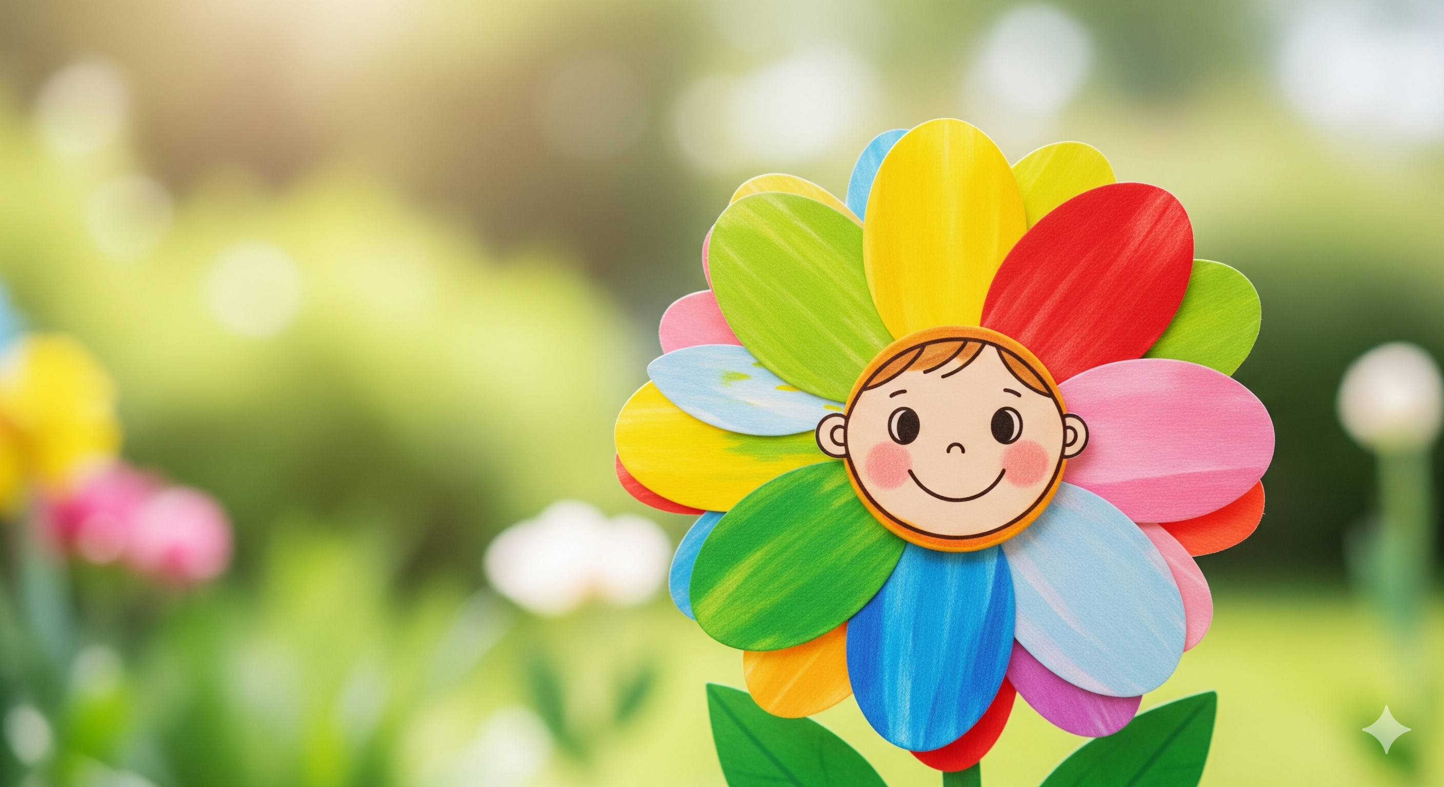 A Flor com a foto da criança no centro